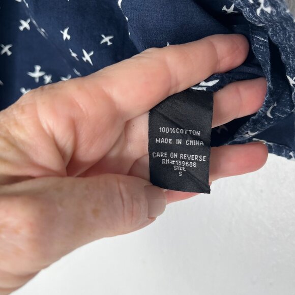 Ocean Current Boys S Navy Short Sleeve Button-Up Shirt With White Bird Print - Picture 5 of 8